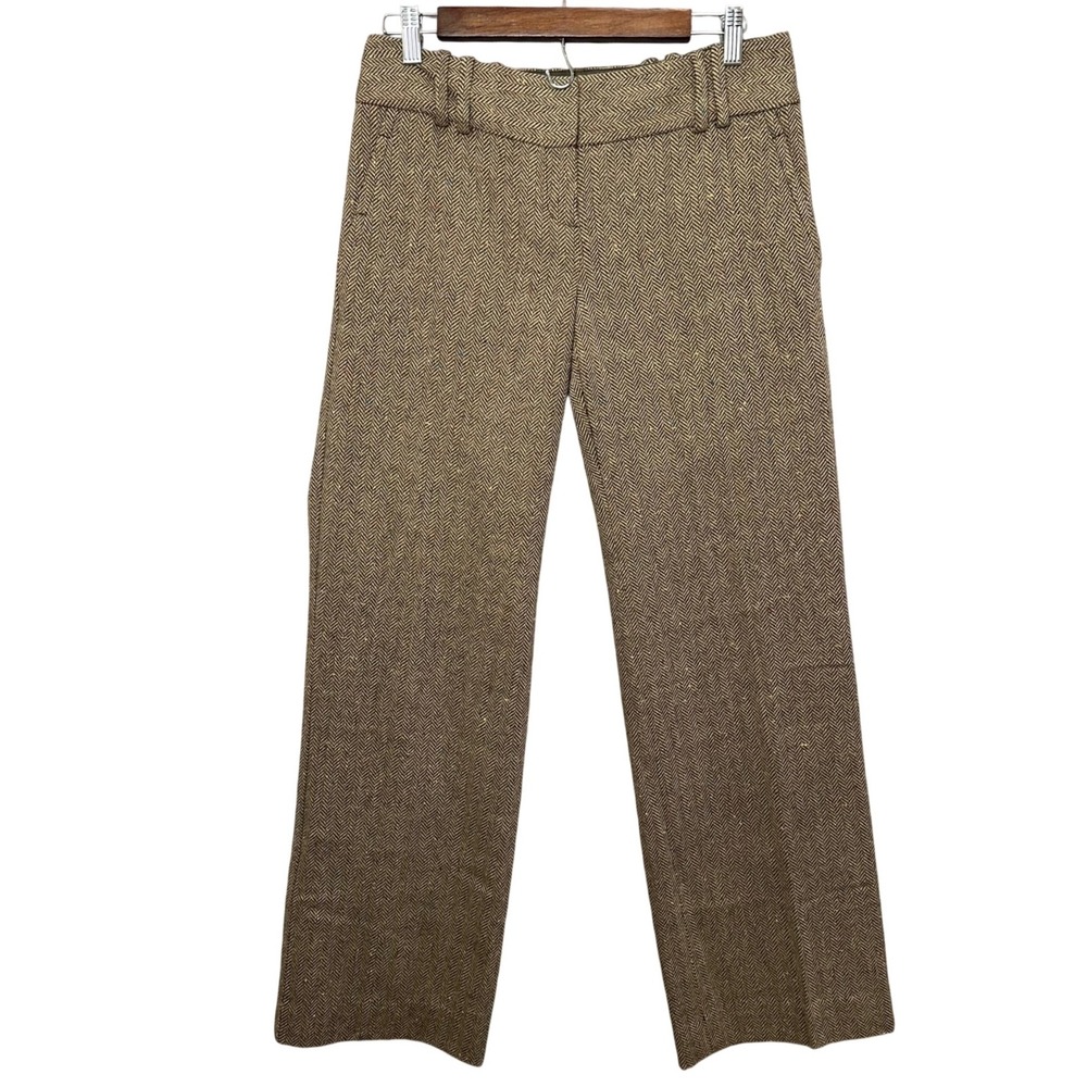 The Limited Cassidy Fit Y2K Pant 2R Brown Herringbone Wool Blend Wide Leg Office